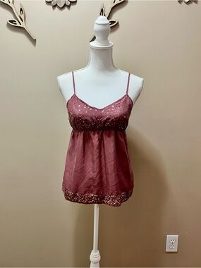 Old Navy Silk Sequined Mauve Cami Top Size Small